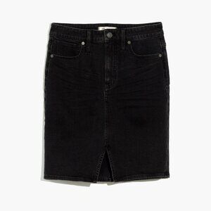 Madewell Stretch Denim Pegged Skirt in Lunar Wash 26 Pencil Jean Skirt Black